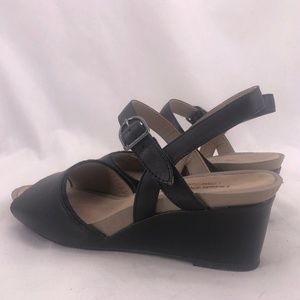 Hush Puppies Mary Jane Leather Wedge Sandals